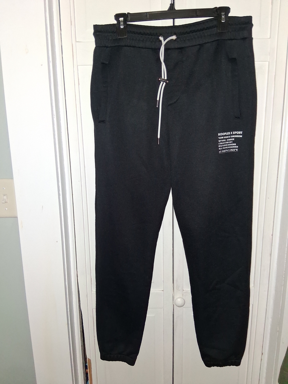 Kooples X Sport Men's Black Jogger Sweatpants with Drawstring